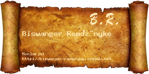 Biswanger Reményke névjegykártya